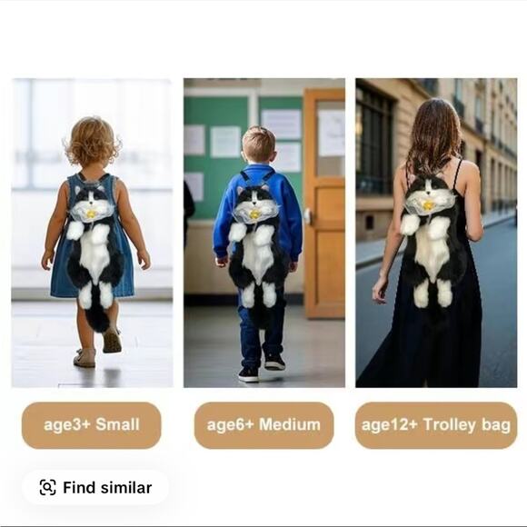 Chongker Backpack Stuffed Animal White Light Calico Cat Plush Bag NEW TikTok - Picture 9 of 10